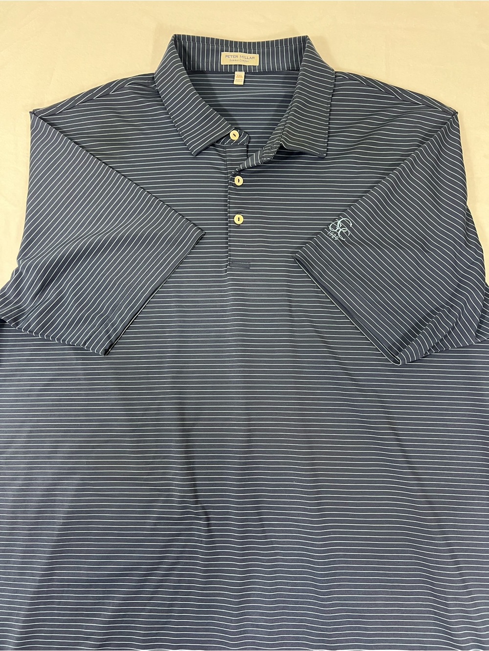 Peter Millar Summer Comfort Navy and Light Blue Thin-Striped Performance Polo
